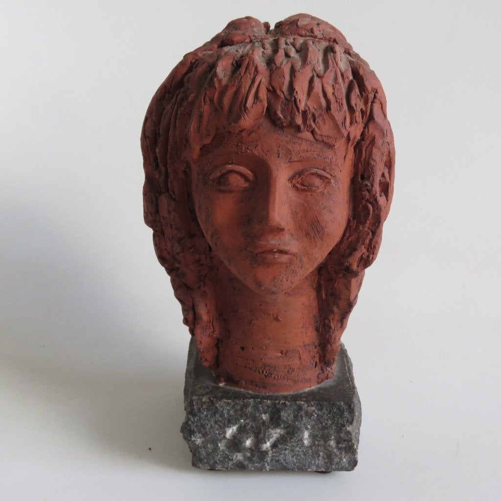 Terracotta hoofd sculptuur L Wauters, Antiek en Kunst, Ophalen of Verzenden, Beeld, Vrouw