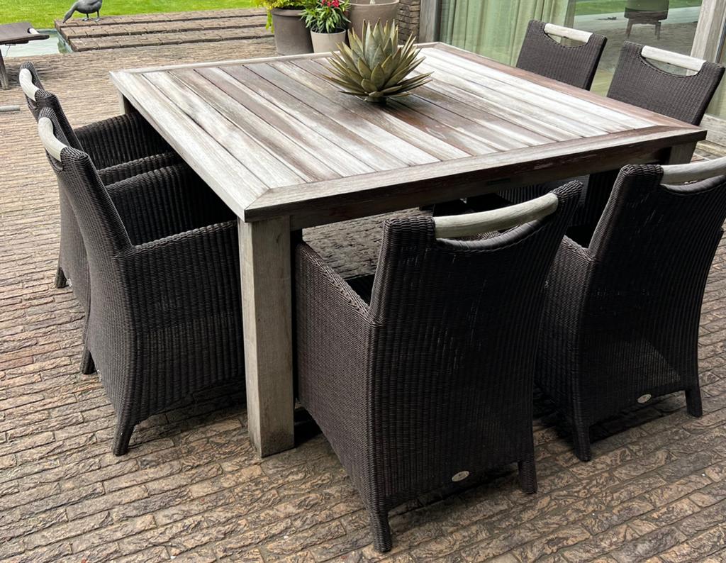Teakhouten tuintafel Royal Botania met tuinstoelen Gloster, Chaise, Salons de jardin, 8 places, Utilisé