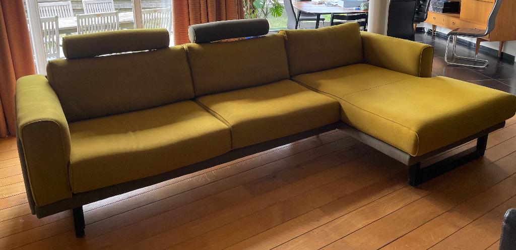 Okergele zetel, Maison & Meubles, Canapés | Salons, Enlèvement, Utilisé, Trois personnes, Tissus