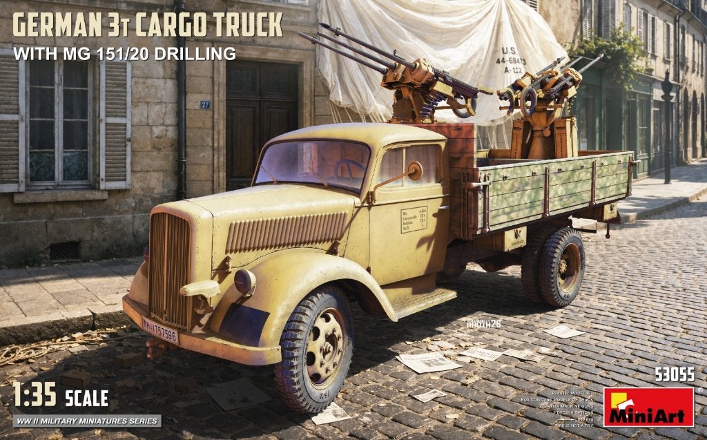 MINIART 53055 GERMAN 3T CARGO TRUCK WITH MG 151/20 éch. 1/35, Neuf, Enlèvement ou Envoi, 1:32 à 1:50, Camion