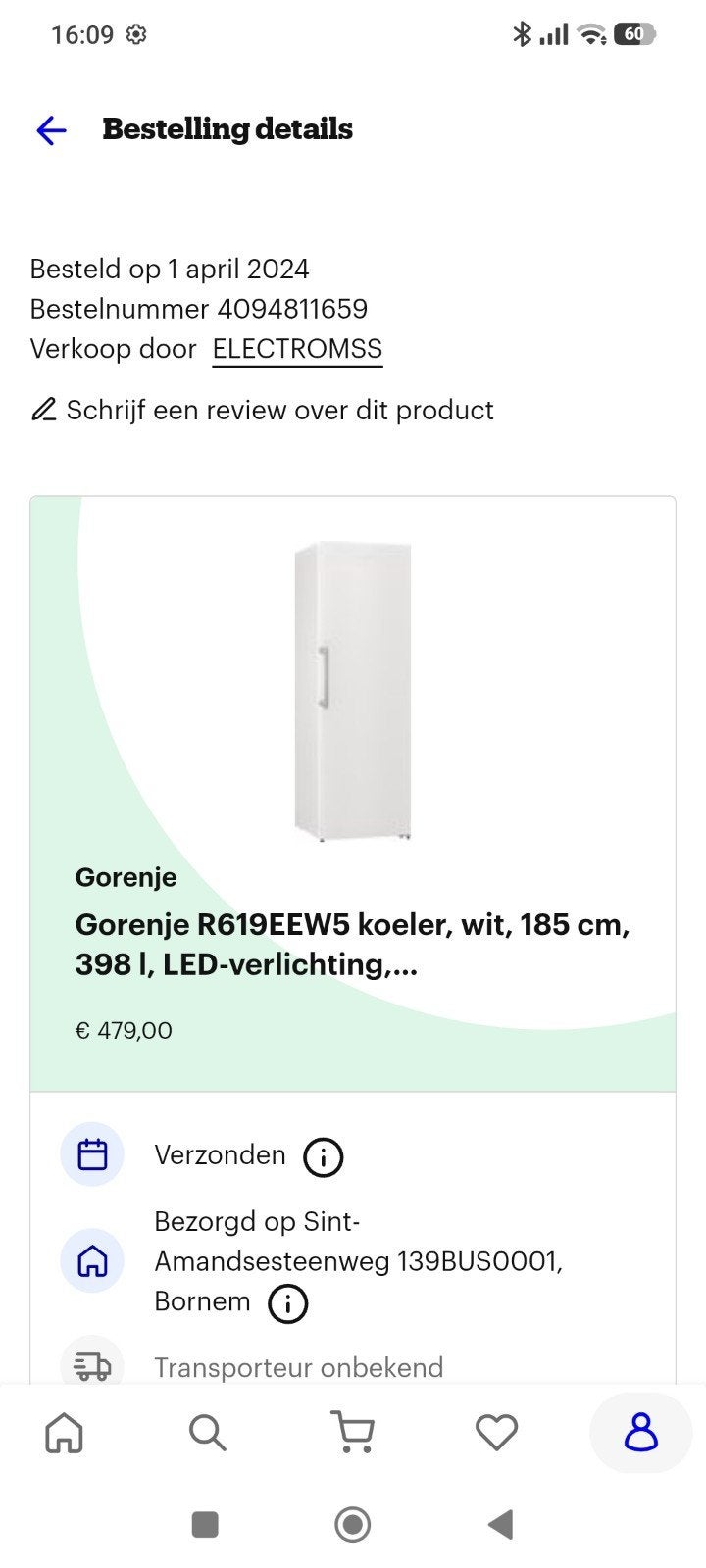 Koelkast Gorenje, 185 cm, 2 jaar oud, Elektronische apparatuur, Koelkasten en IJskasten, Ophalen