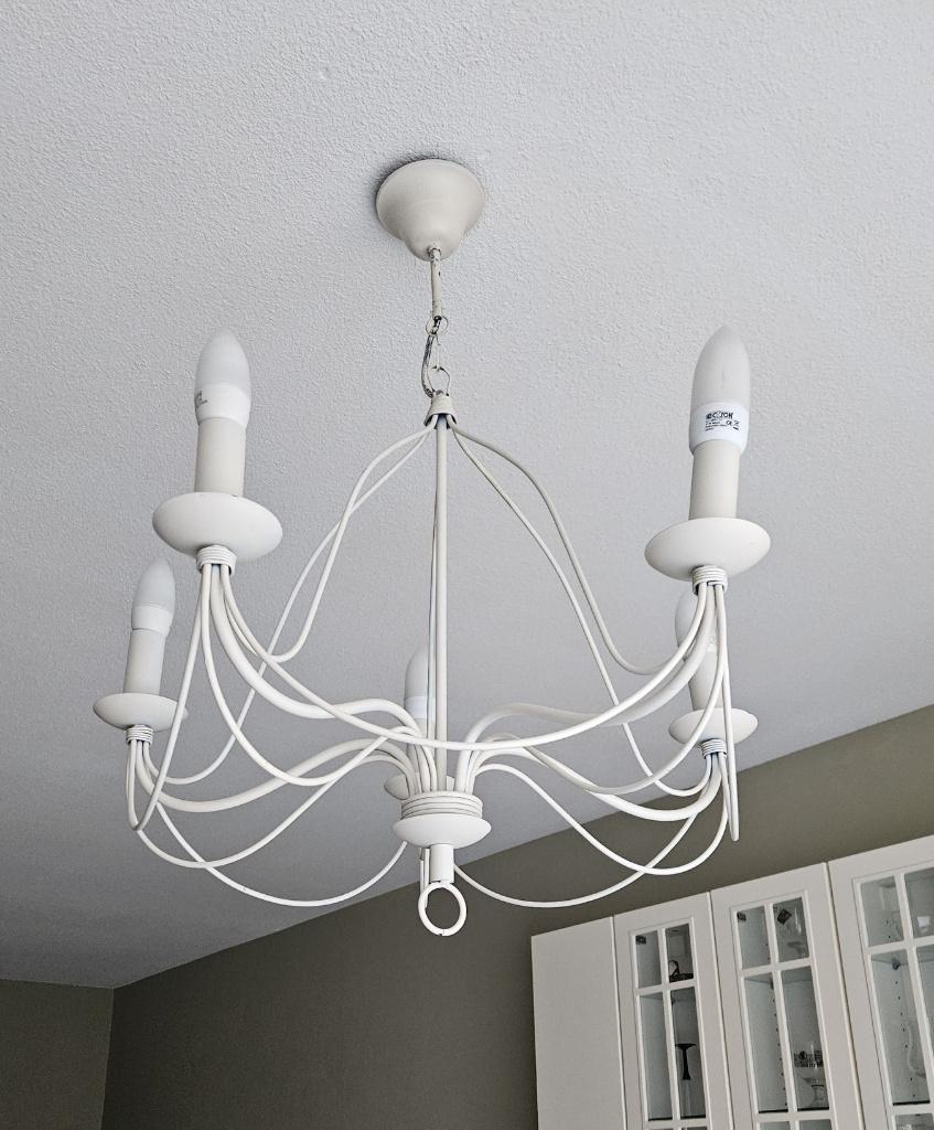 Lustre blanc salon, Maison & Meubles, Lampes | Lustres, Enlèvement, Utilisé, Métal, Vintage