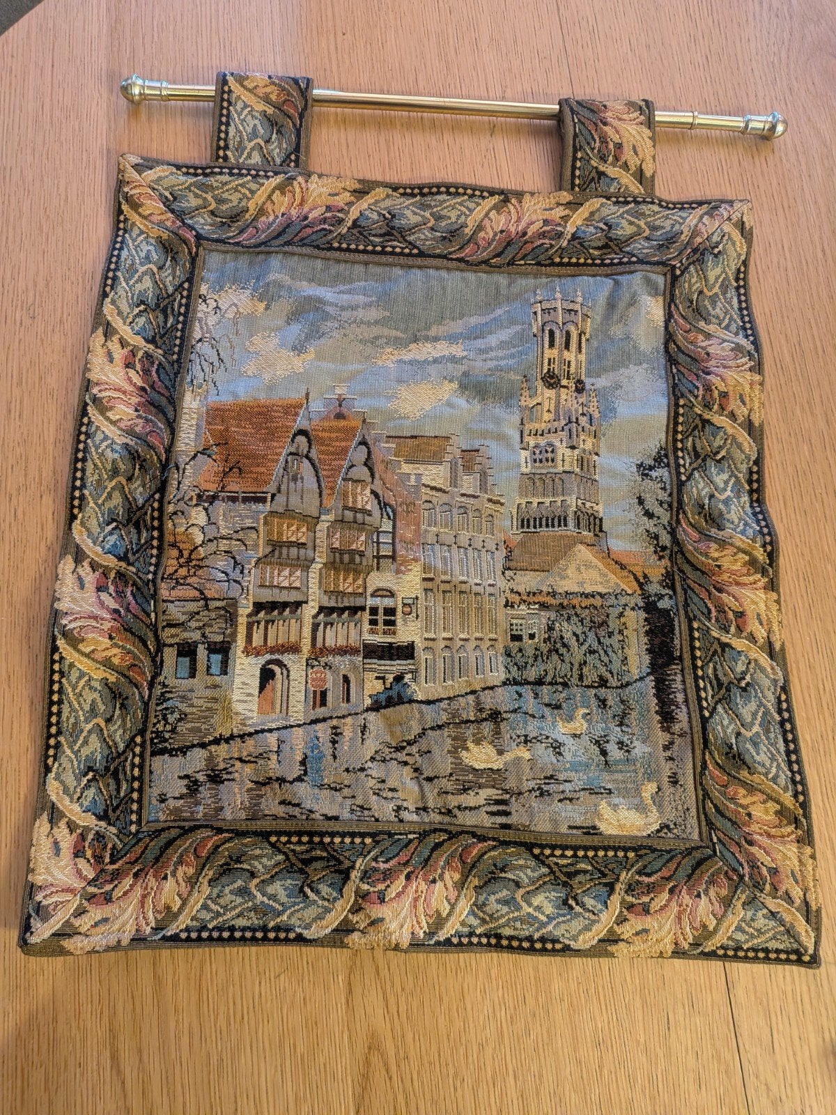 Tapisserie vintage de Bruges + support, Enlèvement