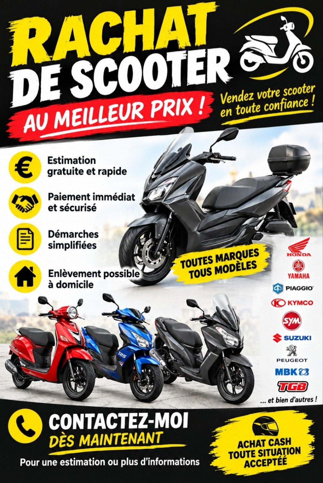 rachat tout sccoter 125cc, Motos, Particulier, Scooter