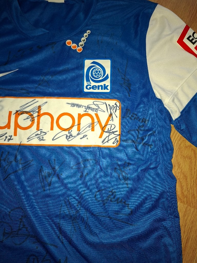Gesigneerd krc genk shirt (Courtois, Debruyne,...), Collections, Enlèvement ou Envoi, Comme neuf, Maillot