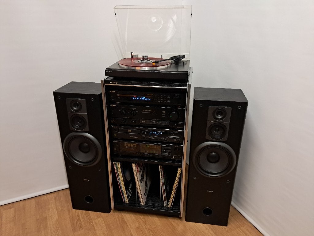 Sony Vintage stereo-set met floor standing speakers, Enlèvement, Deck cassettes ou Lecteur-enregistreur de cassettes, Sony, Composants en vrac