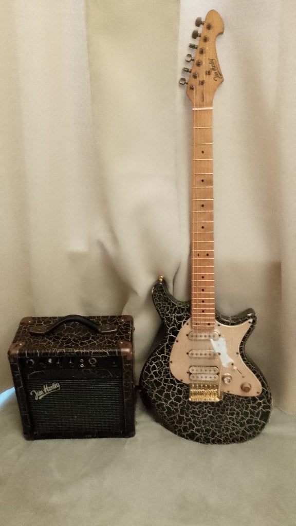 Guitare jim Harley craquelé, Musique & Instruments, Autres marques, Avec ampli, Enlèvement, Utilisé