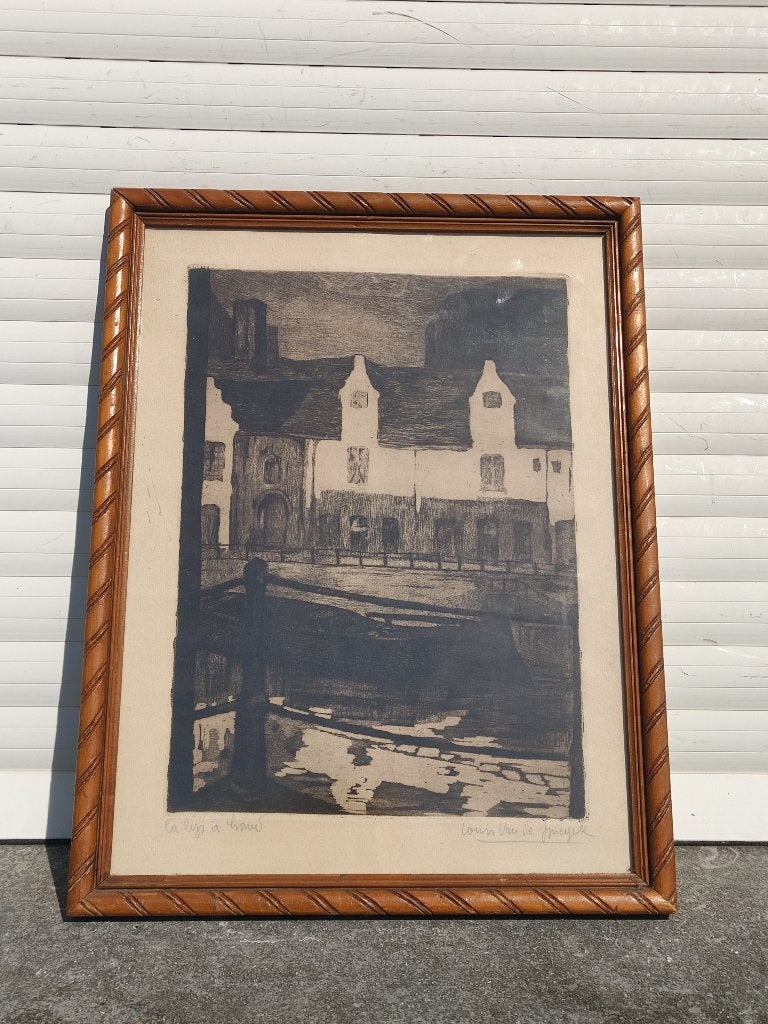 eau forte signe louis van de spiegele, Antiek en Kunst, Ophalen of Verzenden