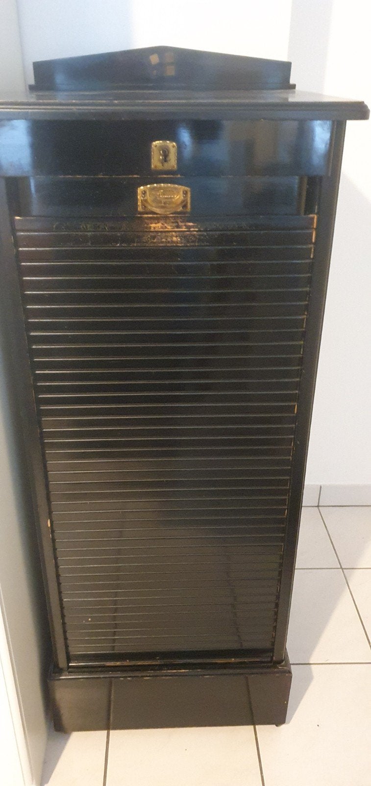 antieke zwarte houten rolluikkast, Huis en Inrichting, Ophalen, Minder dan 50 cm, Gebruikt, 100 tot 150 cm
