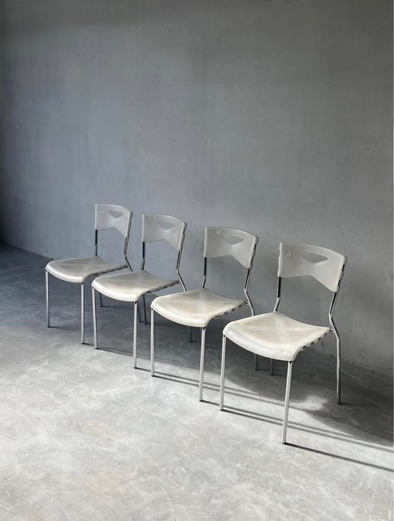 Vintage design Italiaanse Dario Delpin stoelen, set van 4, Ophalen, Zo goed als nieuw