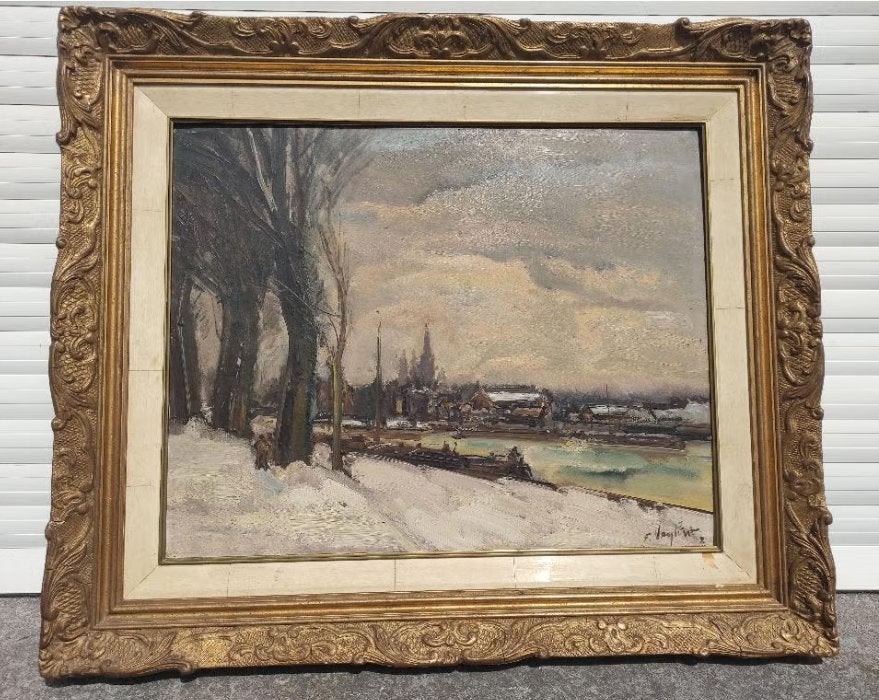 huile sur panneau signe frans van lint, Antiquités & Art, Art | Peinture | Classique, Enlèvement ou Envoi, Paysage, Toile