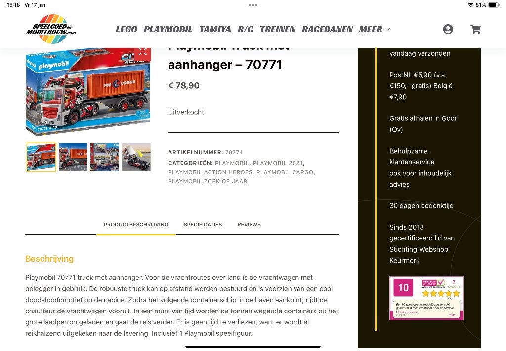 Speelgoed, Ophalen, Nieuw