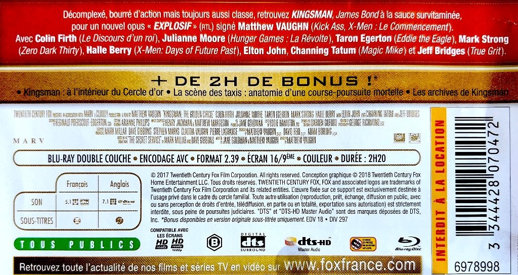 KINGSMAN - THE GOLDEN CIRCLE /// Steelbook COLLECTOR /, Cd's en Dvd's, Film, Ophalen of Verzenden, Zo goed als nieuw, Engels