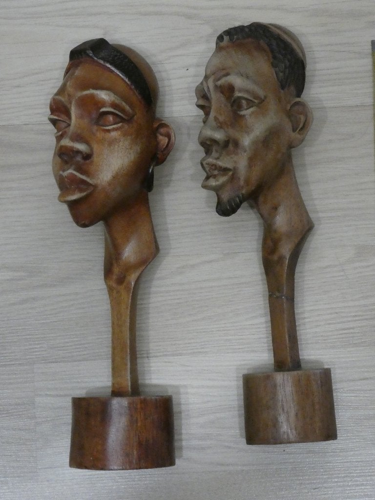 Couple de statues africaines en bois (1), Bois, Enlèvement ou Envoi, Fait main, Statue