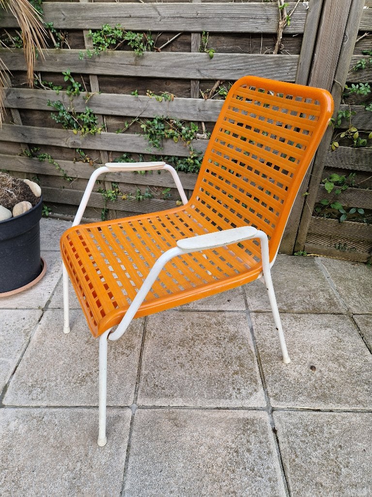 Vintage tuinstoel jaren 70, Ophalen, Gebruikt, Stapelbaar