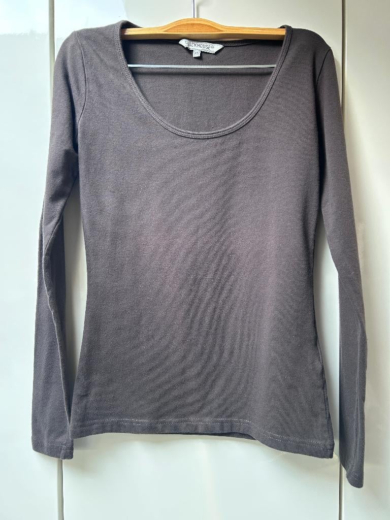 Tee-shirt à manches longues marron Clockhouse - Taille XS *, Enlèvement ou Envoi, Comme neuf, Clockhouse, Taille 34 (XS) ou plus petite
