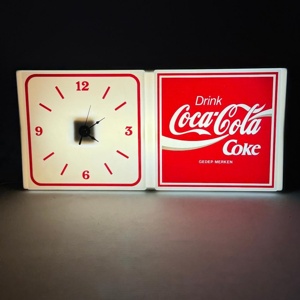 Coca Cola lichtreclame met klok, Ophalen of Verzenden, Gebruikt, Lichtbak of (neon) lamp