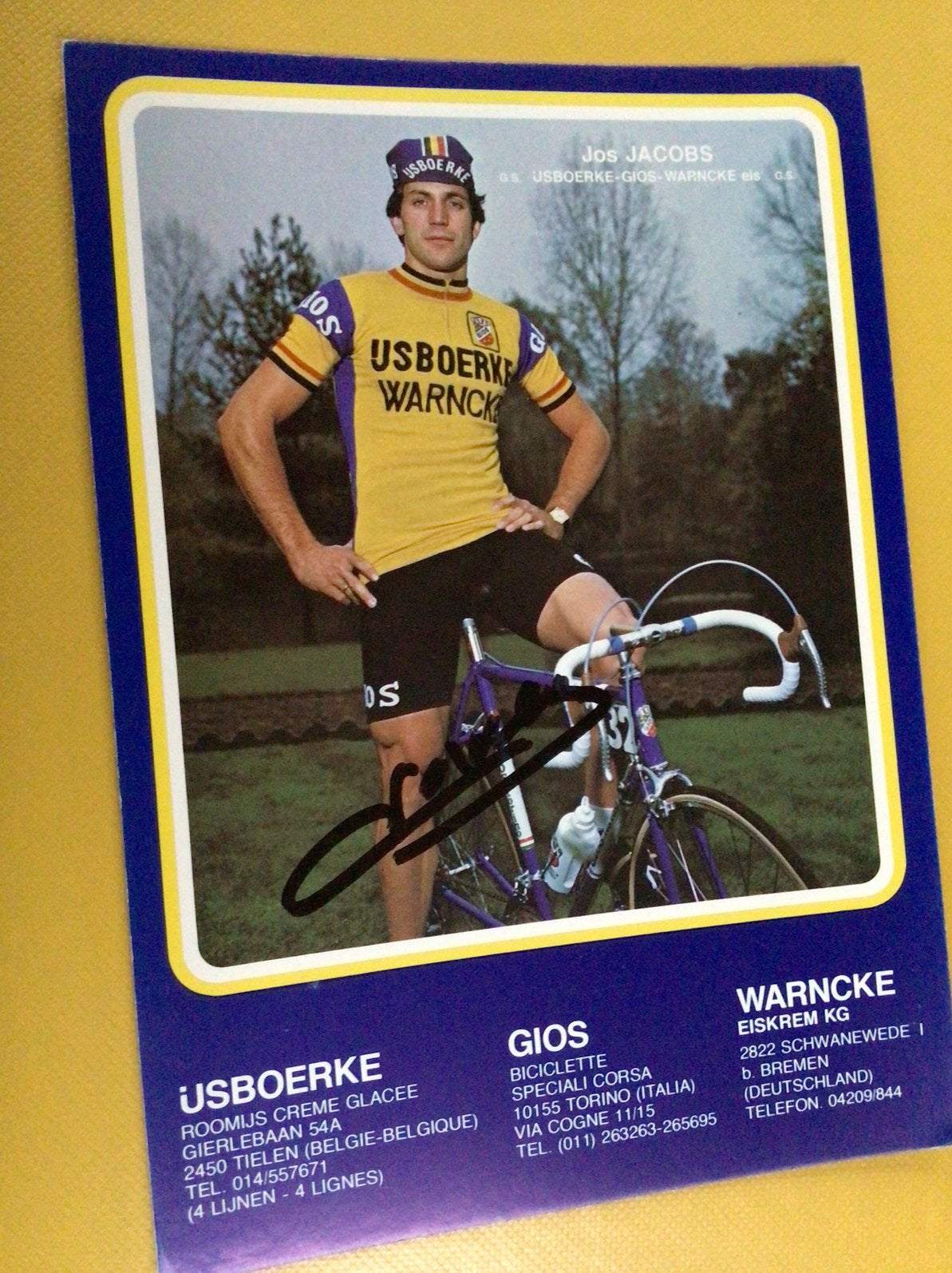 Wielerkaart team gios ijsboerke jos jacobs signe, Ophalen of Verzenden, Zo goed als nieuw