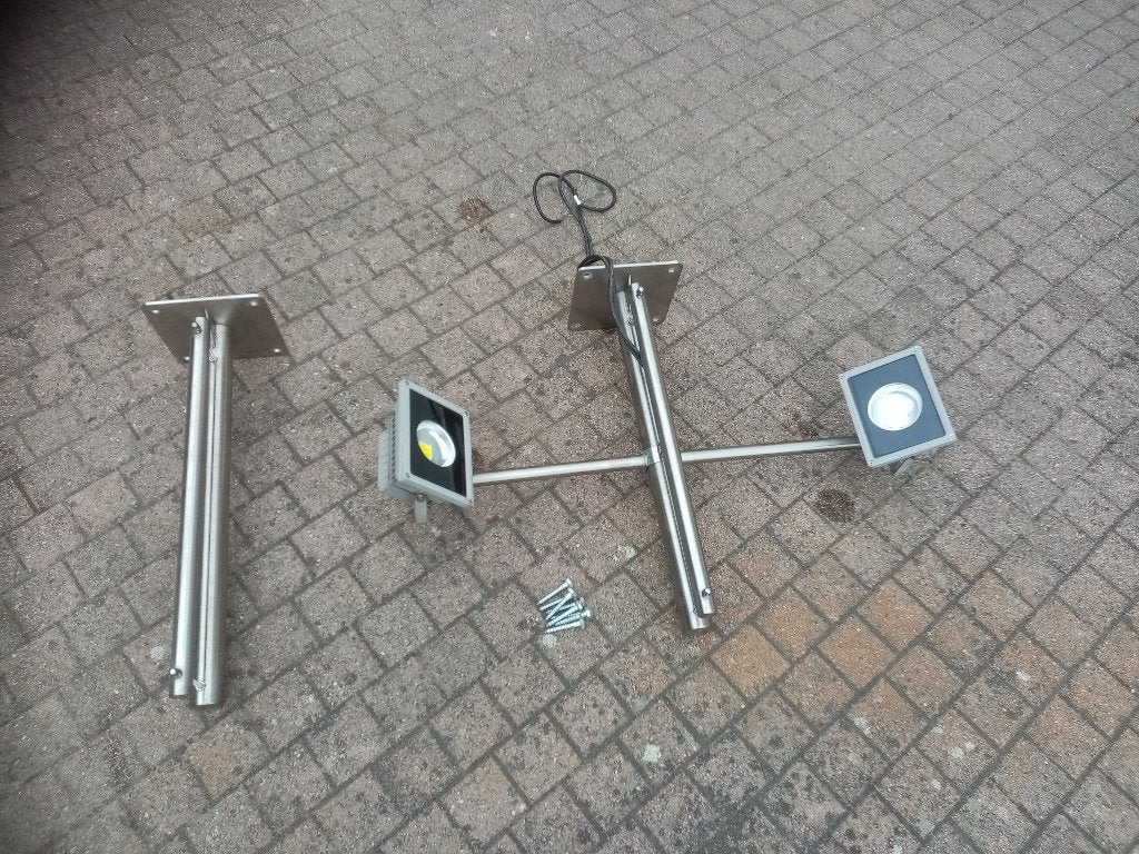 Banierhouder RVS met verlichting, Zakelijke goederen, Kantoor en Winkelinrichting | Onderdelen, Ophalen
