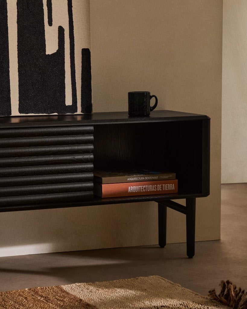 Kave Home - Lenon tv meubel (nieuw), Ophalen, Kave Home - hout - zwart, Eikenhout, Nieuw