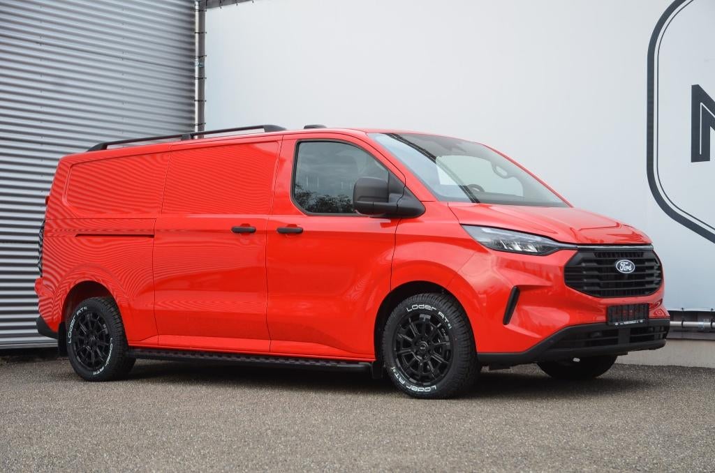 Ford Transit Custom-L2-AWD-170Pk- Automaat- Nieuw- 37990+BTW, Autos, Rouge, Achat, Euro 6, 3 places