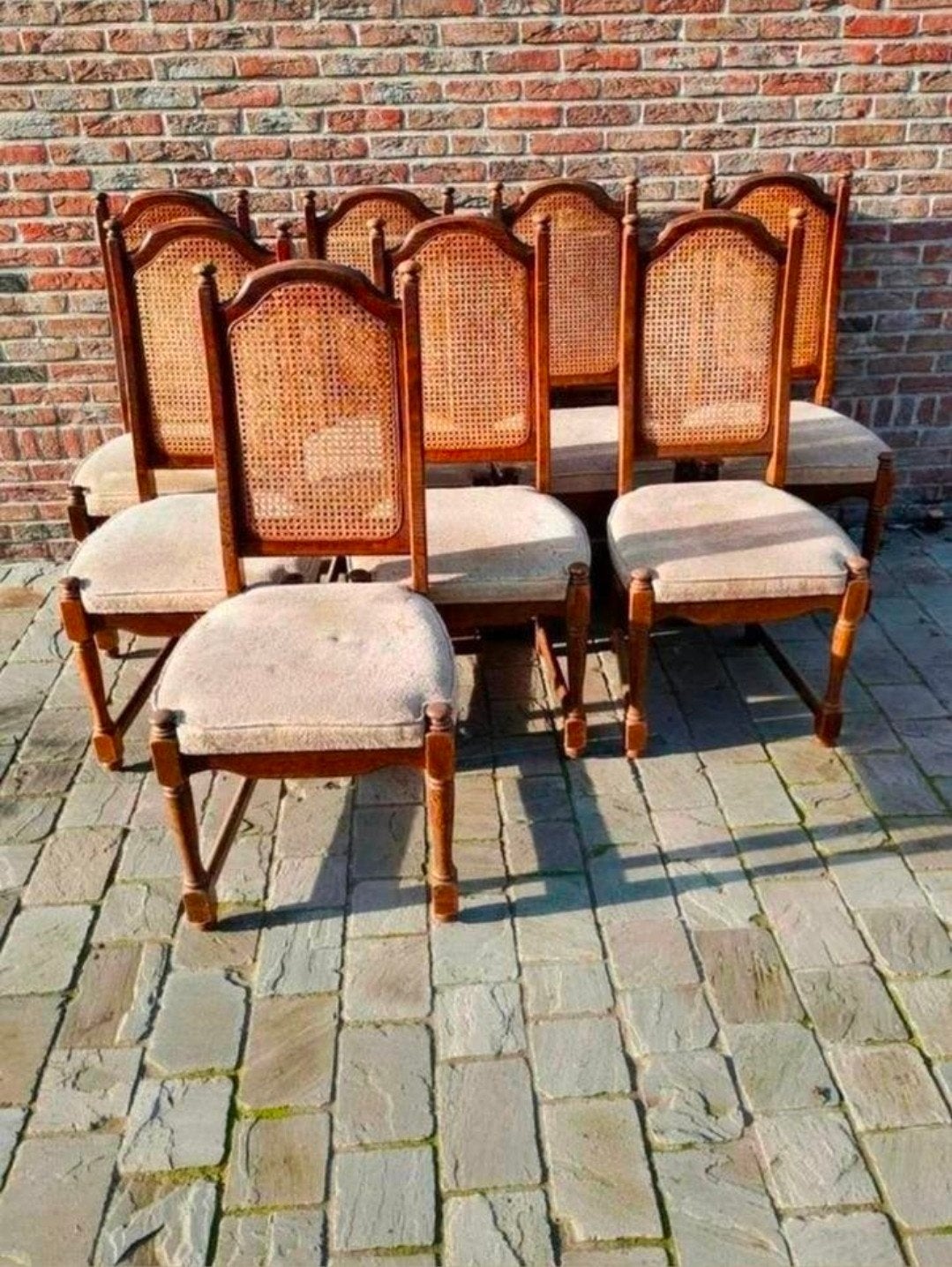 8 chaises en bois massif, Enlèvement, Utilisé, Tissus