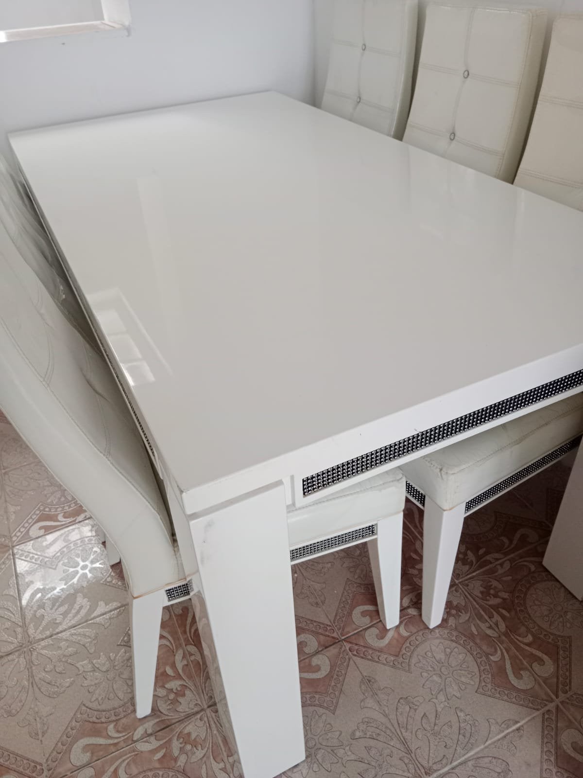 Table+6 chaises +buffet+grand miroir, Enlèvement ou Envoi, Comme neuf