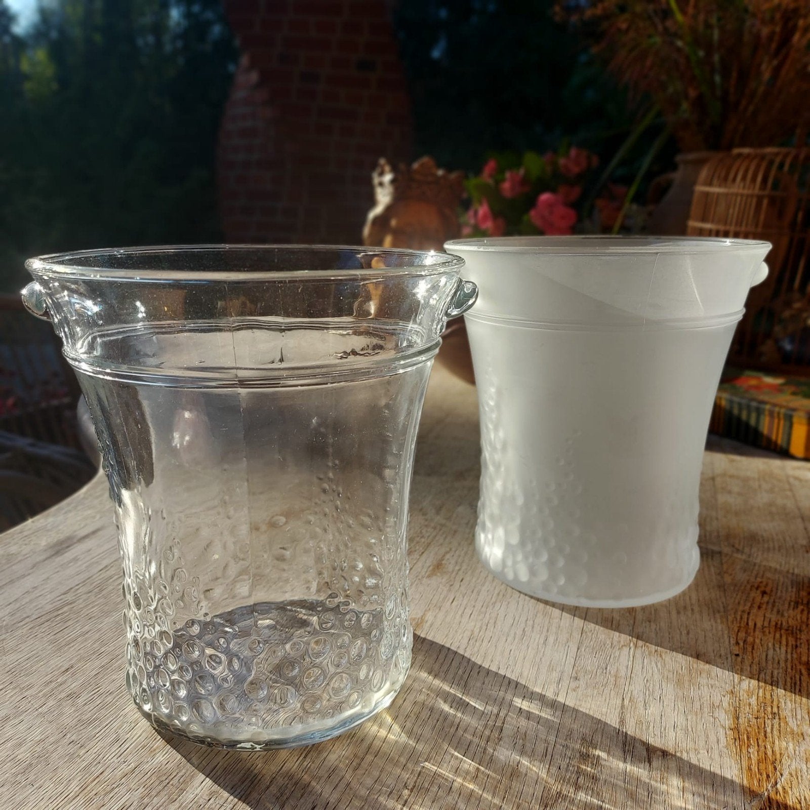 2 glas wijnkoelers/italy/1 mat en 1 helder /2 voor 10€, Ophalen of Verzenden, Glas