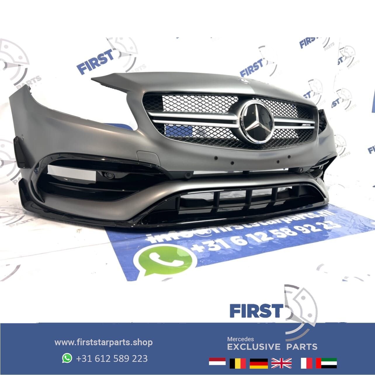 W176 A45 AMG VOORBUMPER FACELIFT A KLASSE 2018 MAT GRIJS AER, Gebruikt, -, Voor, Ophalen of Verzenden