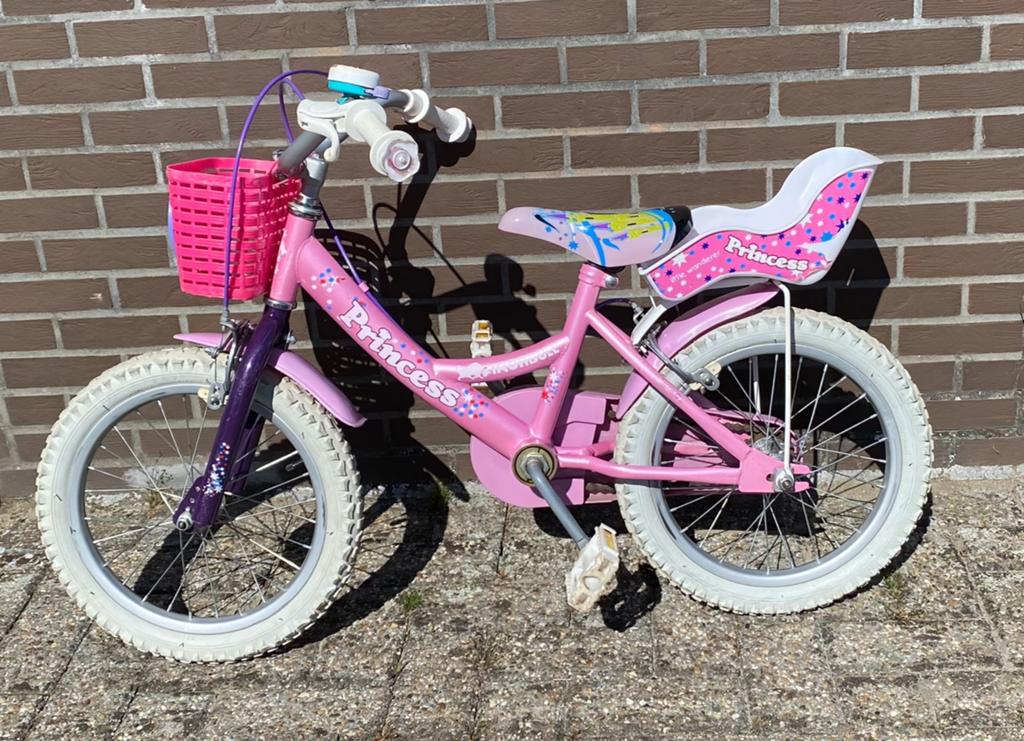 Vélo Princess 16’’ pour filles avec roues d'entraînement, Frein sur jante, Comme neuf, Enlèvement, Frein à main