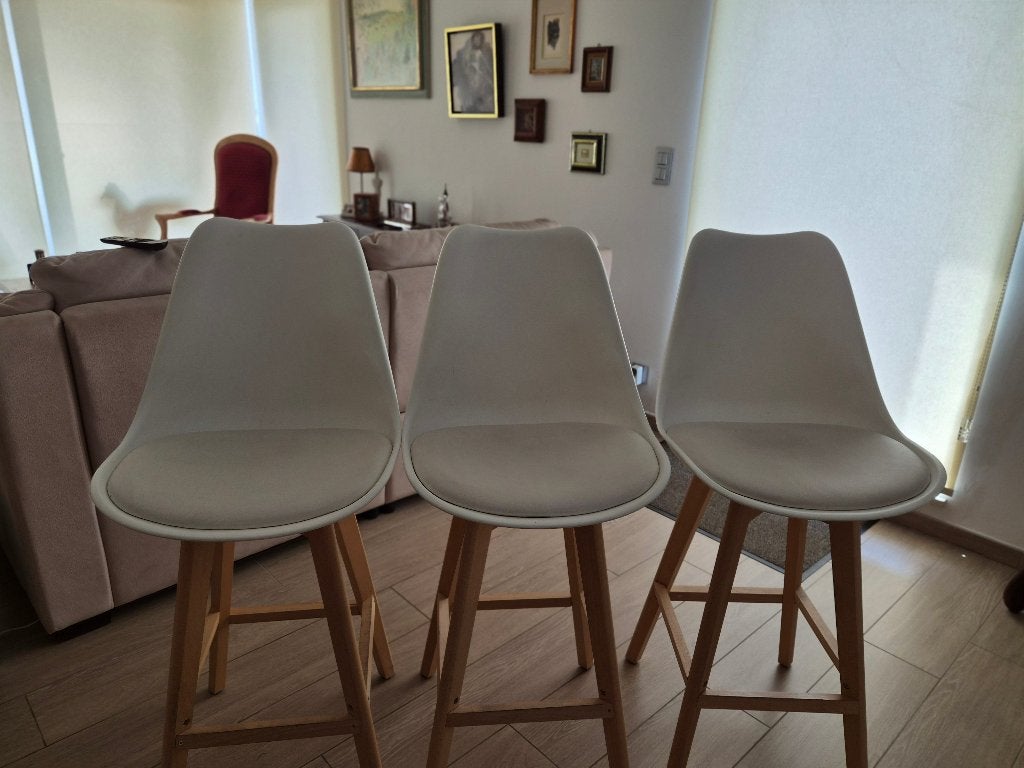 Chaises hautes de cuisine, Huis en Inrichting, Stoelen, Ophalen, Drie, Wit, Zo goed als nieuw