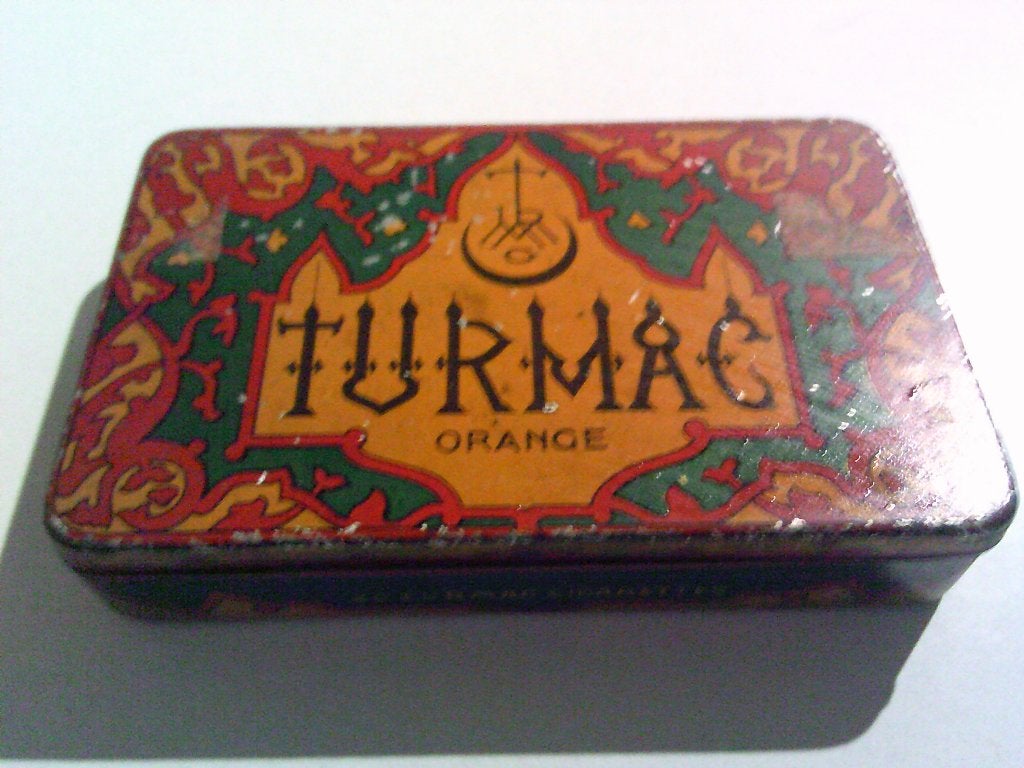 blikken doos turmac orange met prijs 3,75 frank, Verzamelen, Ophalen, Gebruikt, Overige, Overige merken