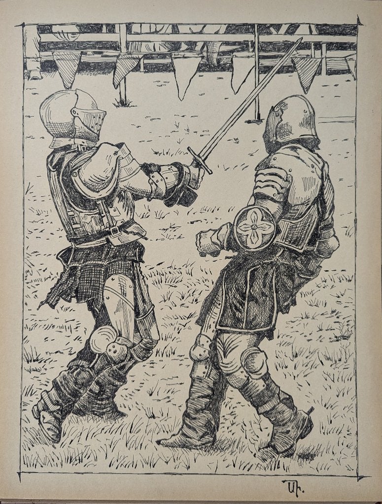 « Tournoi Knight. La dernière bataille », Antiquités & Art, Art | Peinture | Moderne, Certificat d'authenticité, Figures, Papier/carton