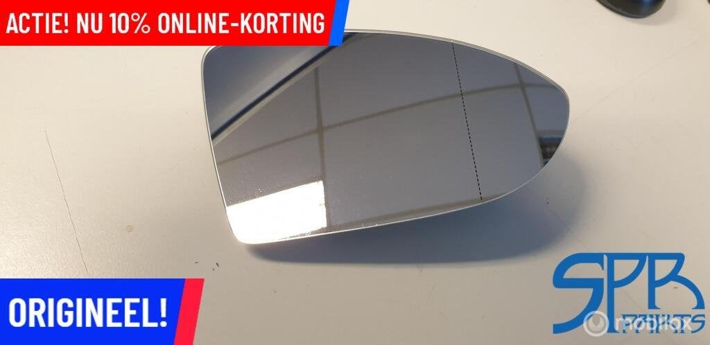 GOLF 7 7.5 FACELIFT RECHTS SPIEGEL GLAS VERWARMD Spiegelglas, Neuf, Enlèvement ou Envoi, Volkswagen, Volkswagen