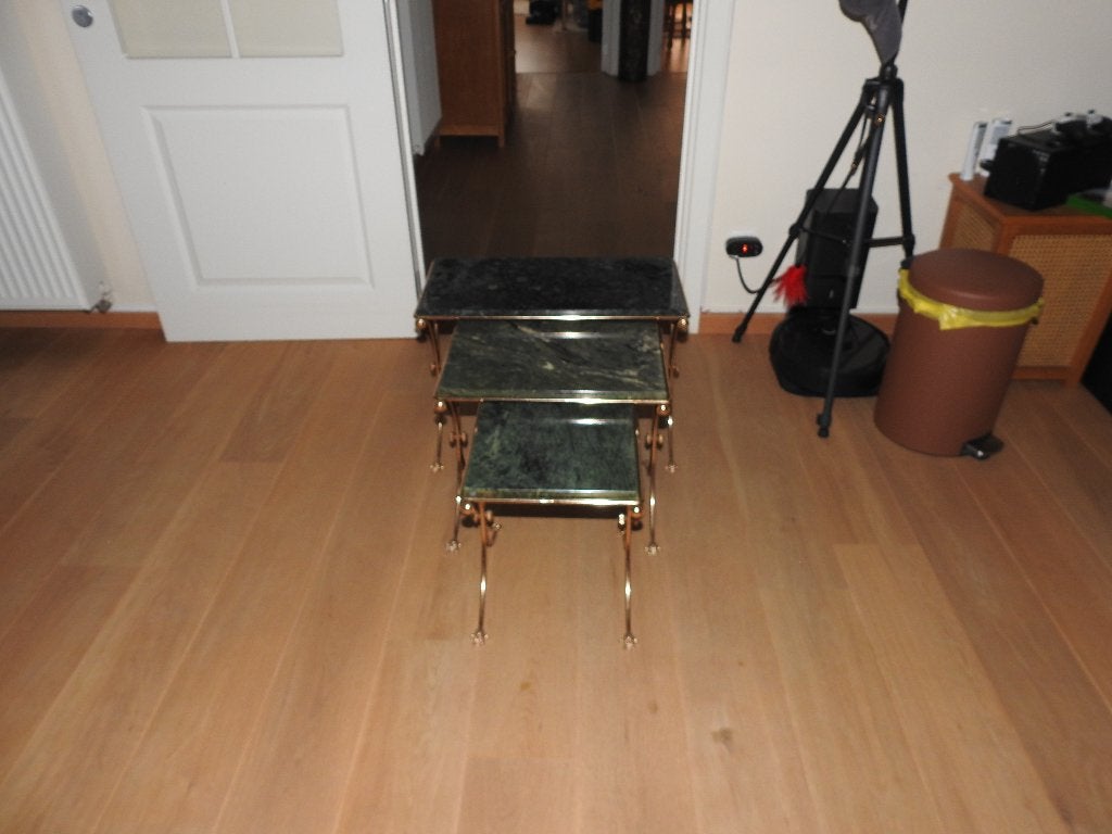 set tafels van 3 in marmer, Huis en Inrichting, Tafels | Salontafels, Ophalen, Minder dan 50 cm, 50 tot 100 cm, 50 tot 75 cm