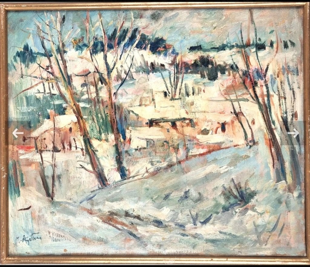 Max Agostini - Winterlandschap, Ophalen of Verzenden, Gesigneerd, Olieverf
