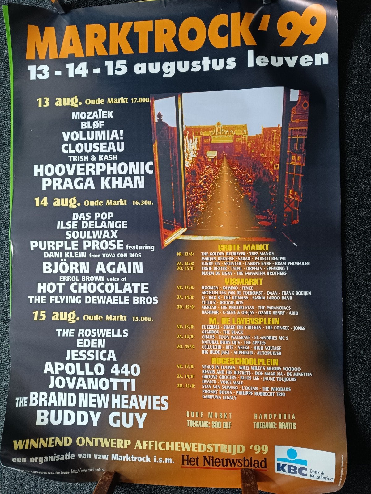 Poster Marktrock Leuven 1999, Verzamelen, Ophalen of Verzenden, Zo goed als nieuw, Muziek