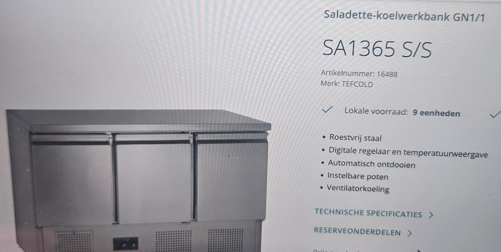 Plan de travail à saladette/réfrigérant gn1/1, Enlèvement