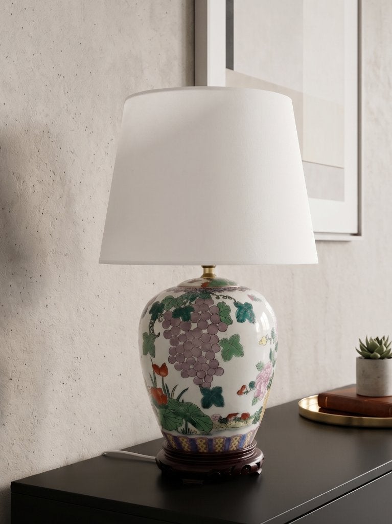 Chinese Porseleinen Tafellamp – Handbeschilderd, Huis en Inrichting, Lampen | Tafellampen, Ophalen, Overige materialen, Gebruikt