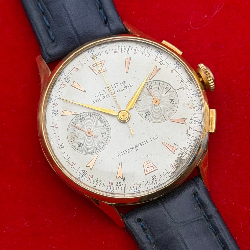 Olympic Chronograph 1940s - 18kt goud - 37mm, Overige merken, Met bandje, Polshorloge, 1930 tot 1960