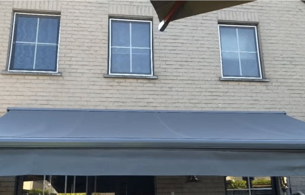 zonneluifel van 5 meter, Tuin en Terras, Ophalen, Gebruikt, Elektrisch