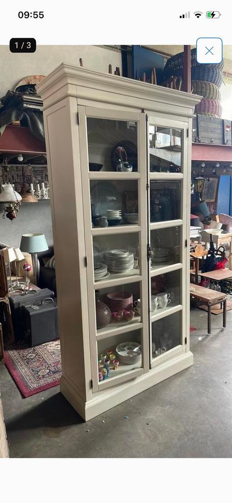 Mooie landelijke kast wit, Ophalen, Zo goed als nieuw, Glas