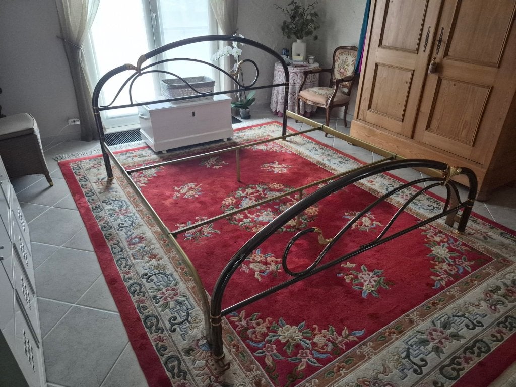 Metalen bedframe zonder lattenbodem 180x200 Michele Bolloni, Huis en Inrichting, Ophalen, Gebruikt, Zwart, Tweepersoons