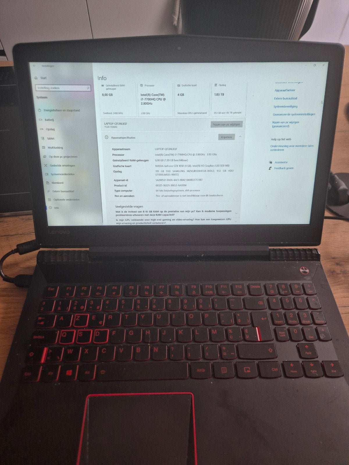 Lenovo Legion Y520 Gaming Laptop (i7, GTX 1050, 8GB RAM, 1.0, Computers en Software, Ophalen