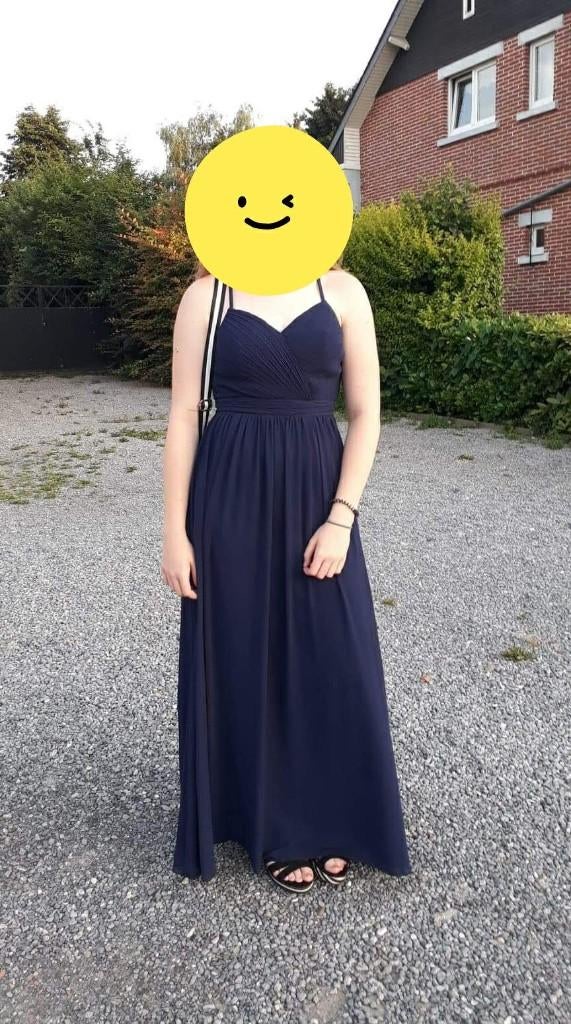 Robe longue fluide bleu marine, fines bretelles :Tonic (L), Taille 38/40 (M), Comme neuf, Enlèvement, Bleu