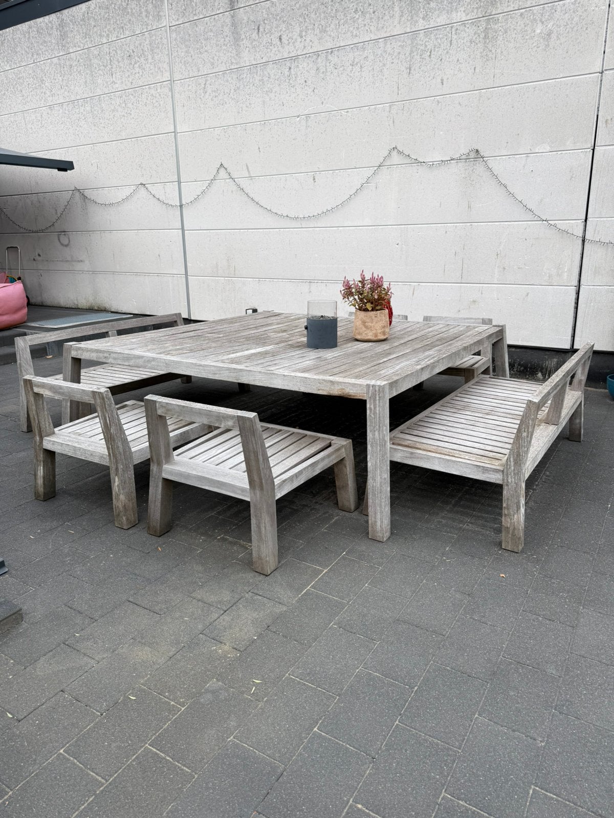 Piet Boon Anne square high tafel te koop 230 x 230, Table à dinner, Salons de jardin, Comme neuf, 8 places