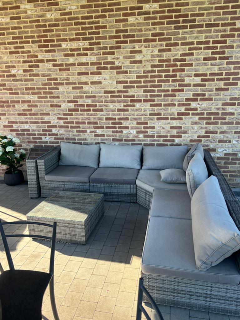 Loungeset, Tuin en Terras, Tuinsets en Loungesets, Gebruikt, Loungeset, Rotan, 5 zitplaatsen, Bank, Stoel, Ophalen