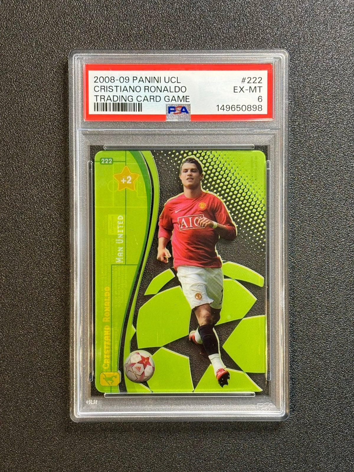 PSA 6 Cristiano Ronaldo 2008-09 Panini UCL Trading Card Game, Ophalen of Verzenden, Nieuw, Plaatje