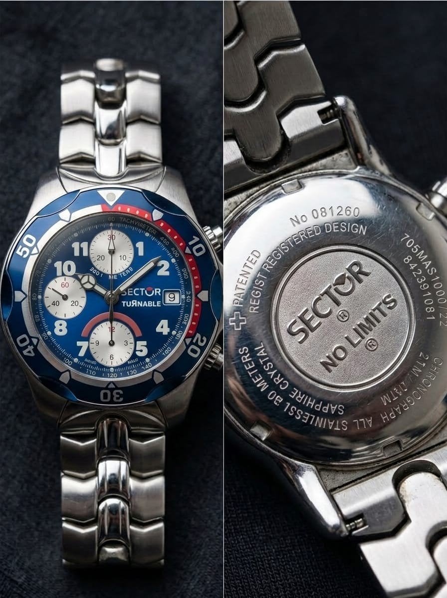 Sector Turnable valjoux 7750 chronograph automaat, Bijoux, Sacs & Beauté, Montre-bracelet, Autres marques, Enlèvement ou Envoi