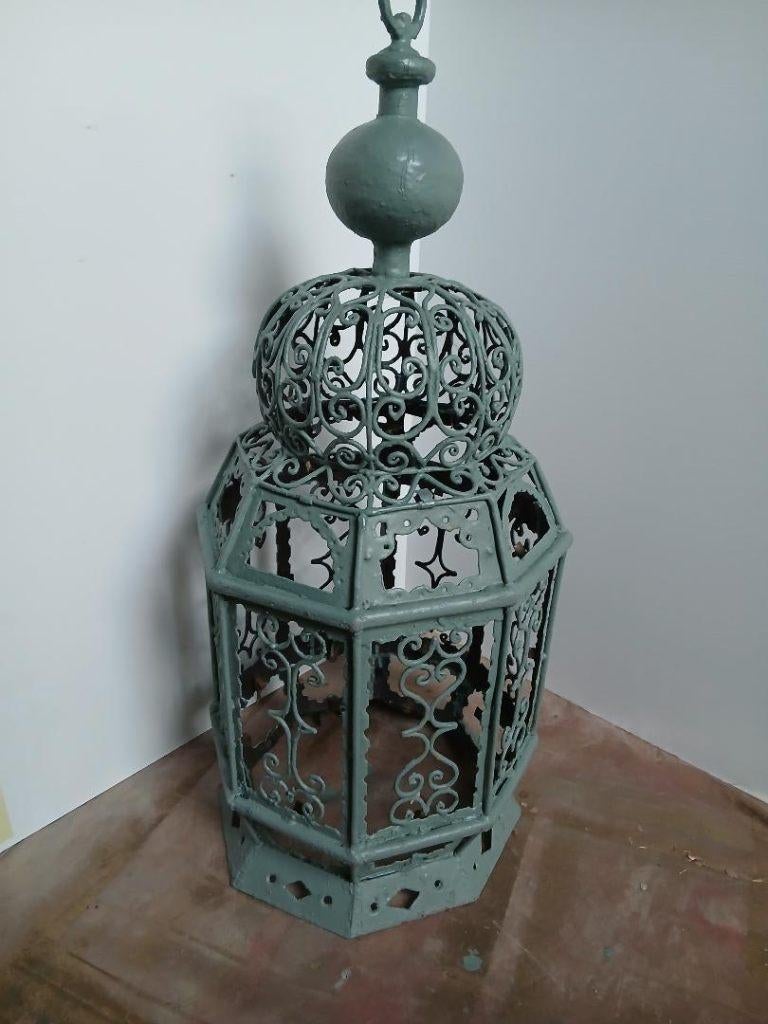 Grand photophore marocain en fer forgé. Hauteur: 70 cm, Enlèvement, Utilisé, Métal, Bougie